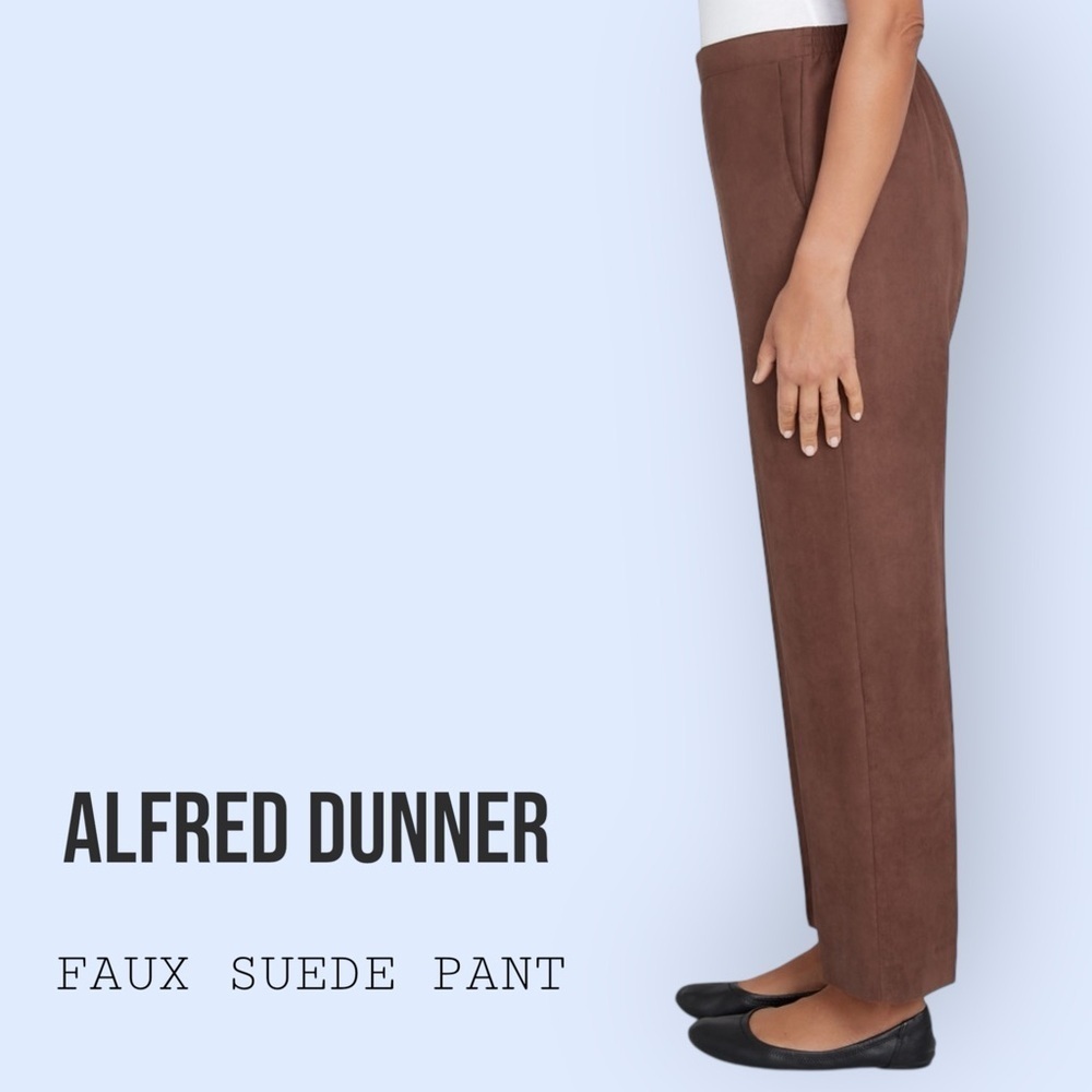 NWT‎ ALFRED DUNNER Brown Faux Suede Slimming Tummy Control Pant, 16W